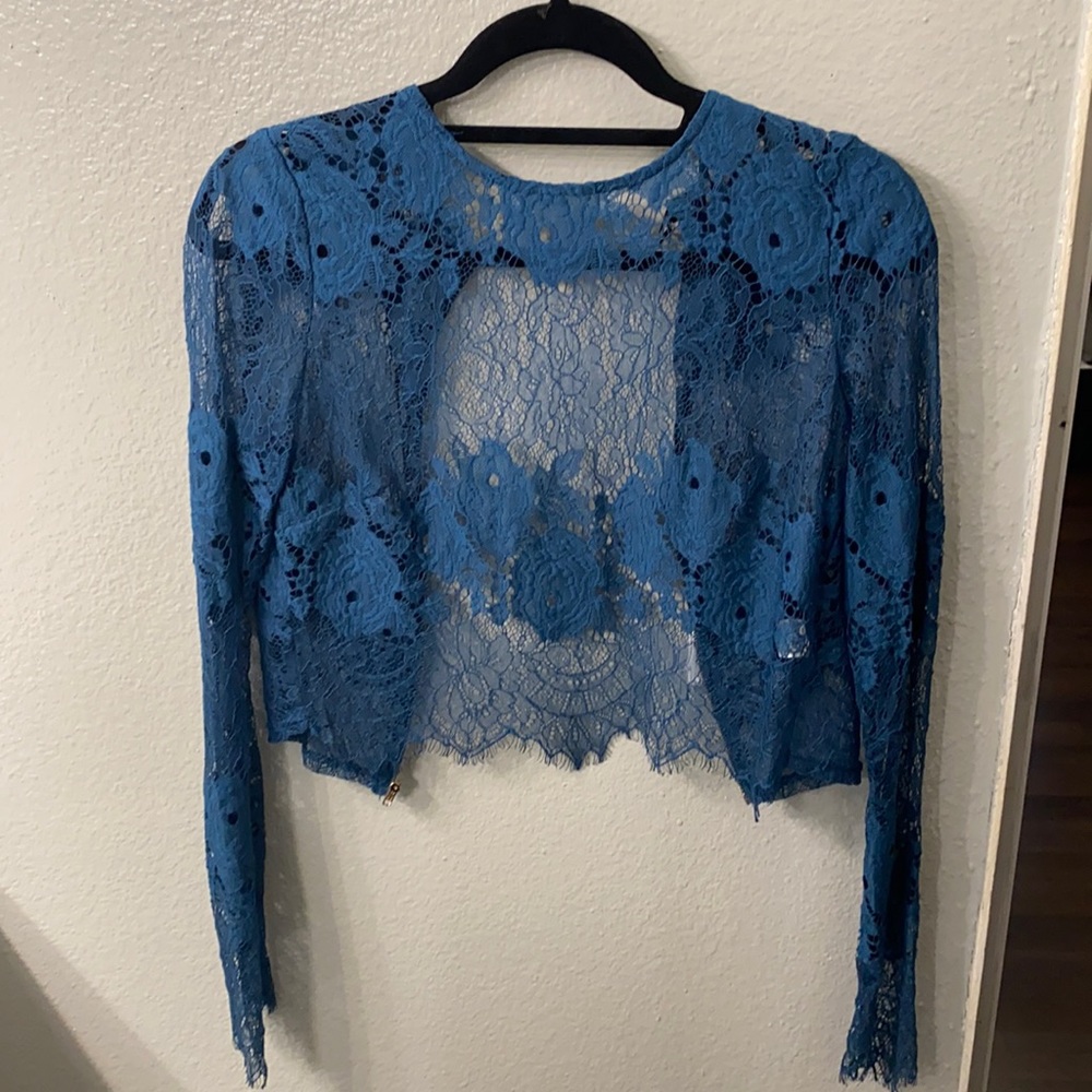 Windsor Long sleeve sheer lace crop top